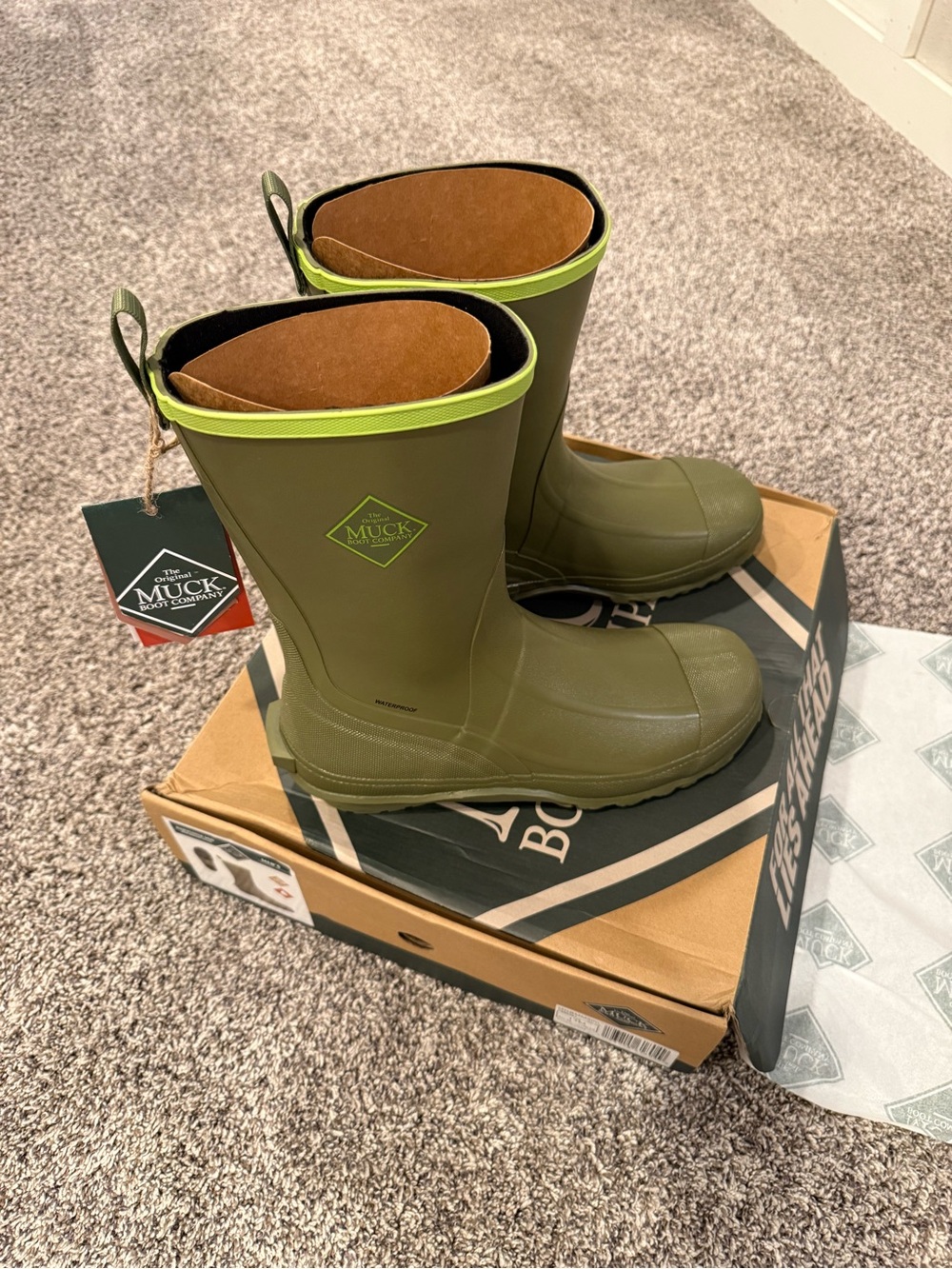 Muck Boot Harvester Mid MRBMM300 Waterproof Rubber Boots Olive Green Men’s 11